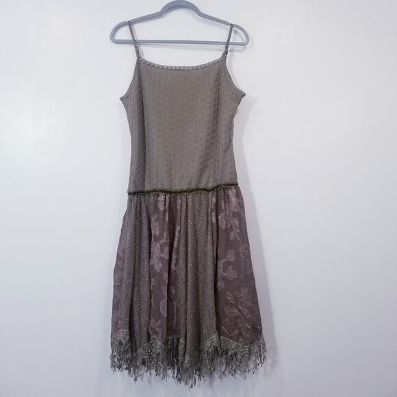 John Fashion Linen Blend Fairy Floral Dress Crochet Knit - Picture 2 of 13